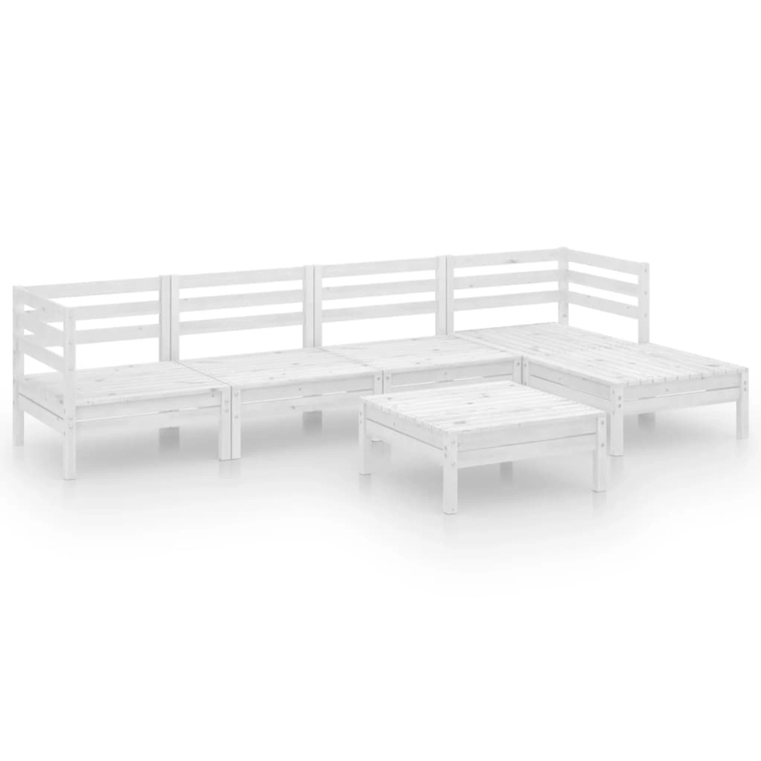 6-tlg. Garten-lounge-set Massivholz Kiefer Weiß günstig online kaufen