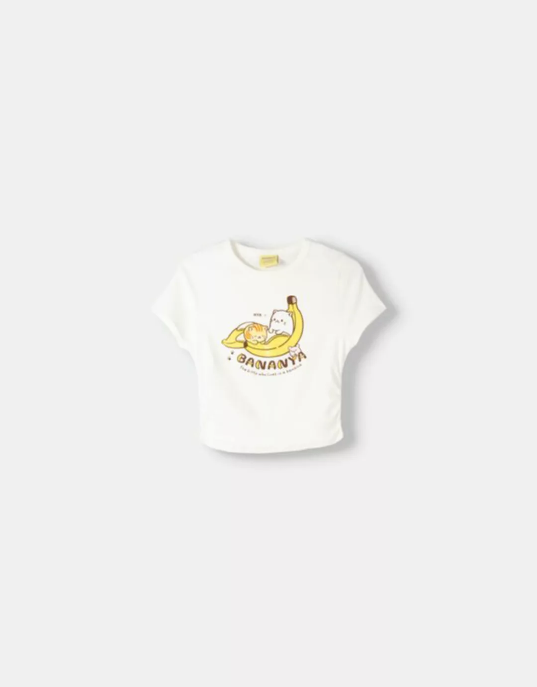 Bershka T-Shirt Bananya Mit Kurzen Ärmeln Damen L Grbrochenes Weiss günstig online kaufen