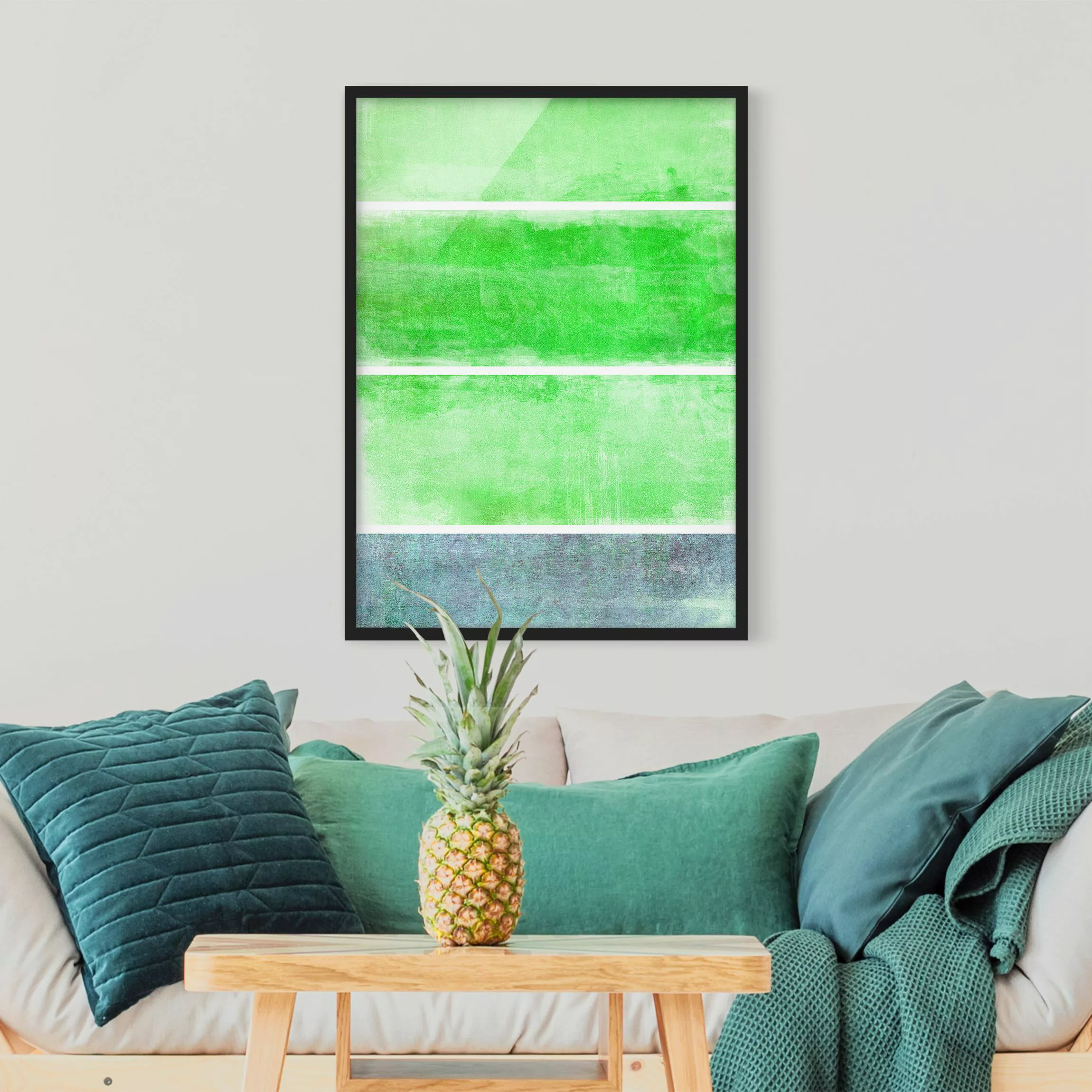 Bild mit Rahmen Abstrakt - Hochformat Colour Harmony Green günstig online kaufen