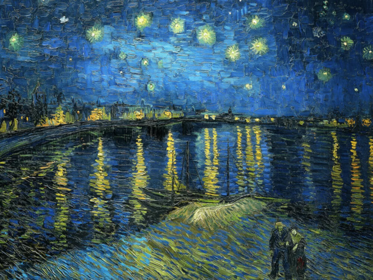 Poster / Leinwandbild - Vincent Van Gogh - Sternennacht Über Der Rhone günstig online kaufen