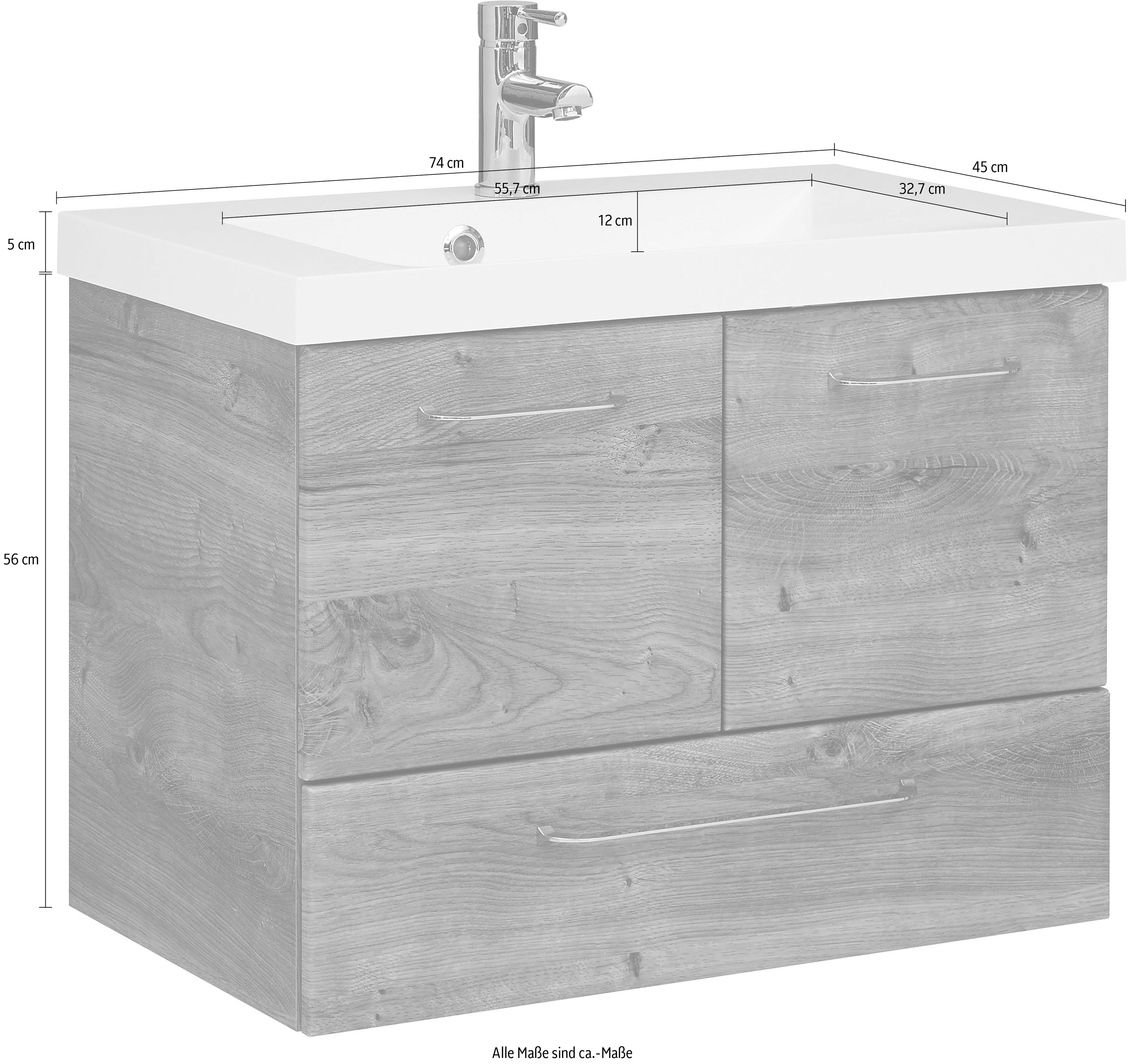 Saphir Waschtisch "Quickset Mineralmarmor-Waschtisch mit Unterschrank, 74 c günstig online kaufen