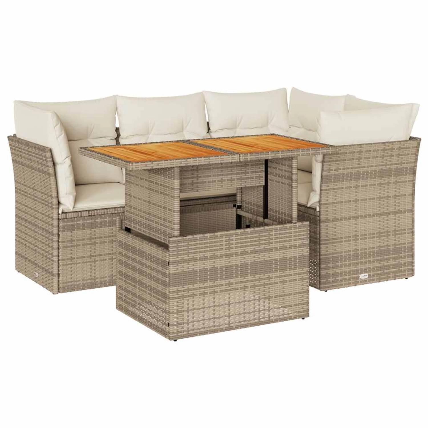 vidaXL 5-Tlg Garten-Sofagarnitur mit Kissen Beige Poly Rattan 3326921 günstig online kaufen