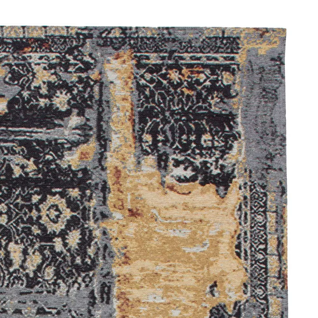 Vintage Teppich mit abstraktem Muster Dunkelblau und Beige günstig online kaufen