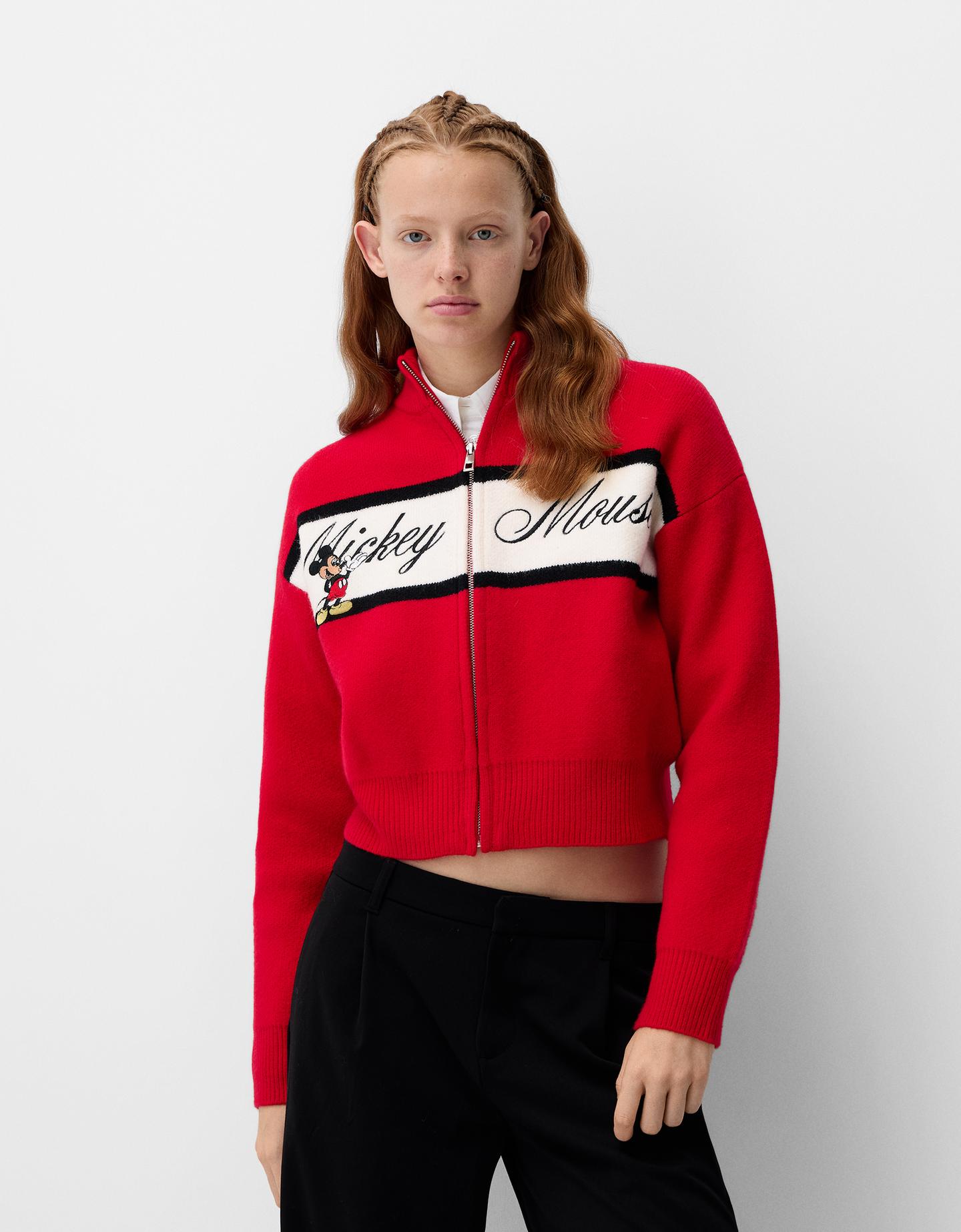 Bershka Mickey Mouse Jacke Mit Reißverschluss Damen Xs Rot günstig online kaufen