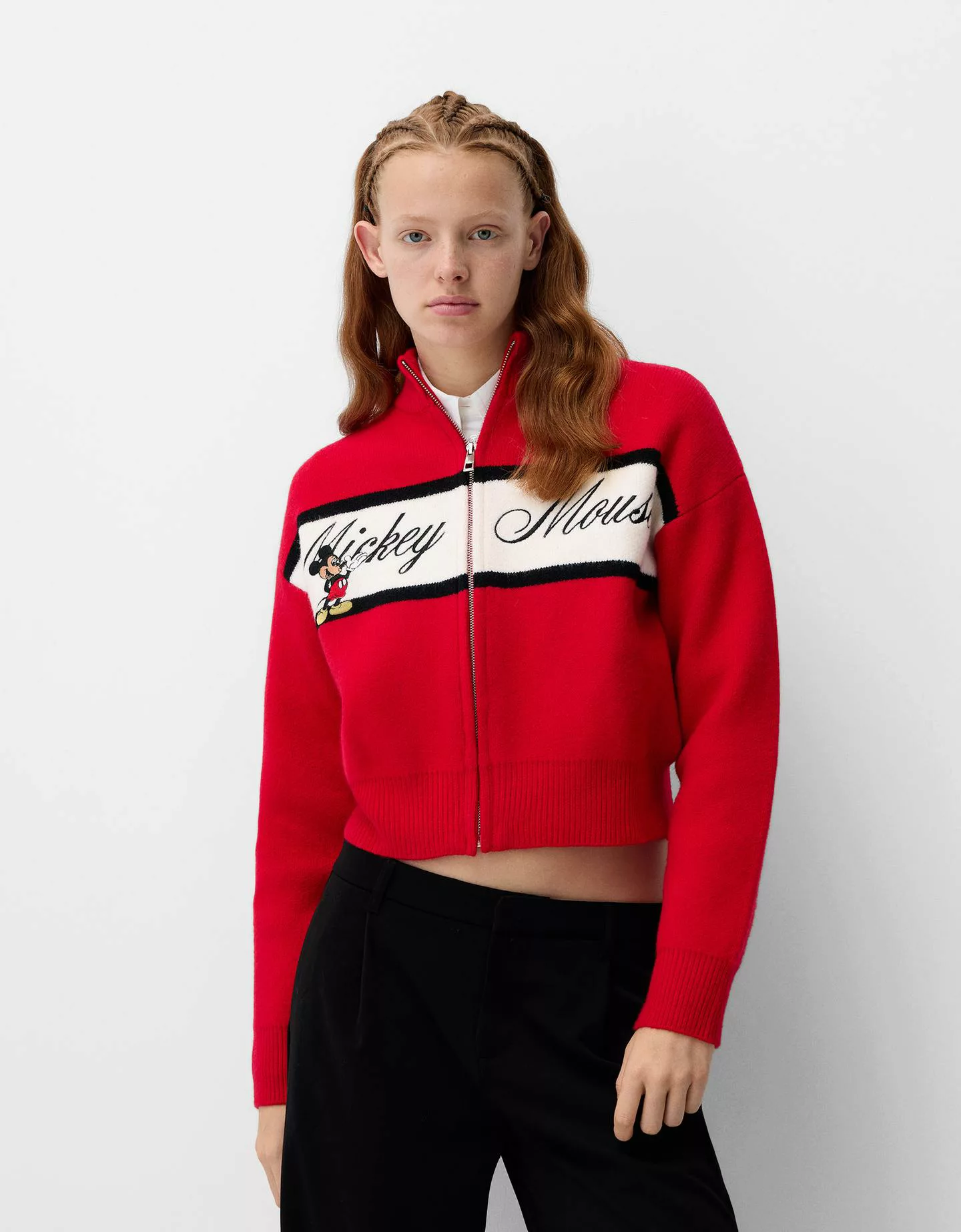 Bershka Mickey Mouse Jacke Mit Reißverschluss Damen L Rot günstig online kaufen