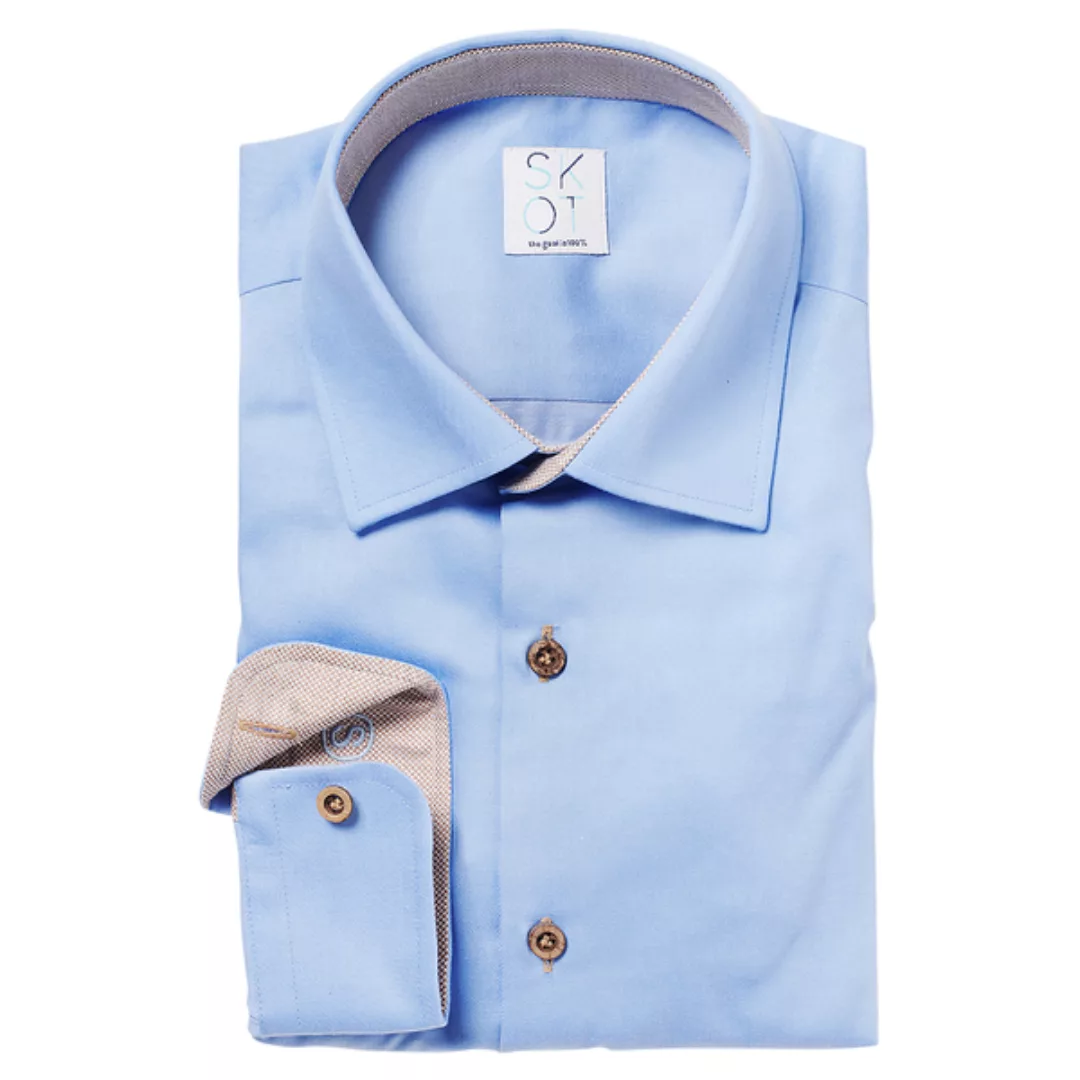 Nachhaltige Langarm Herren Hemd Skot Circular Blue Contrast günstig online kaufen