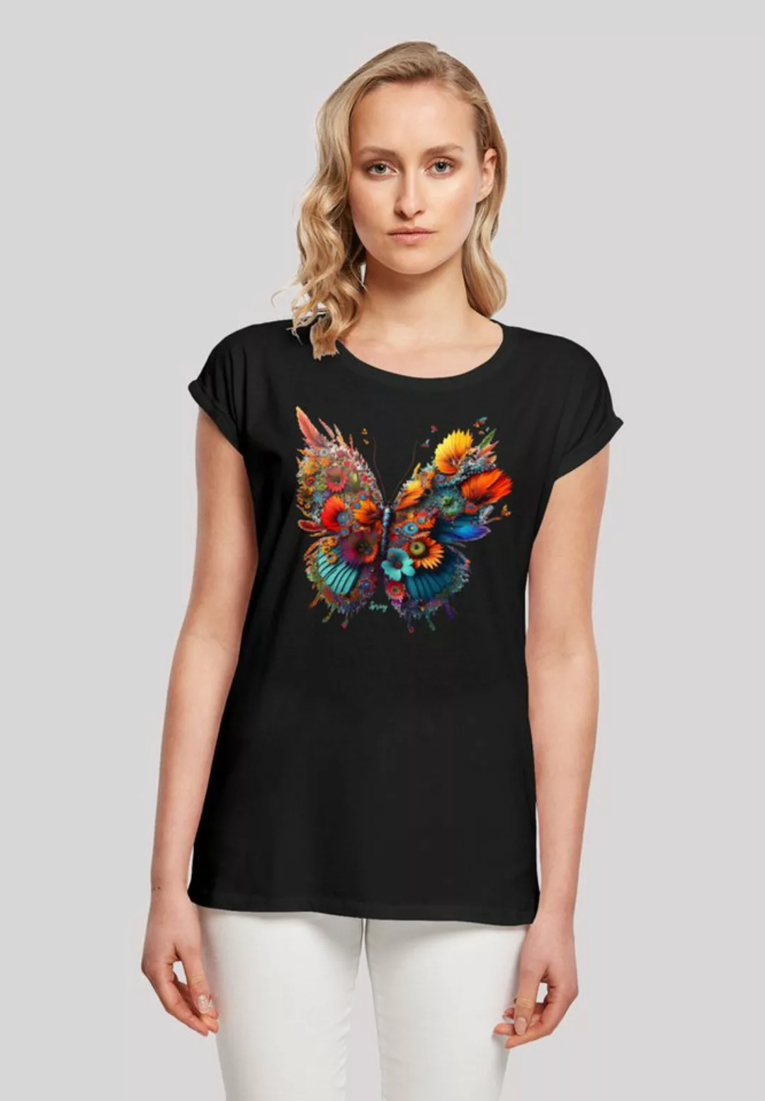 F4NT4STIC T-Shirt Schmetterling Blumen Print günstig online kaufen
