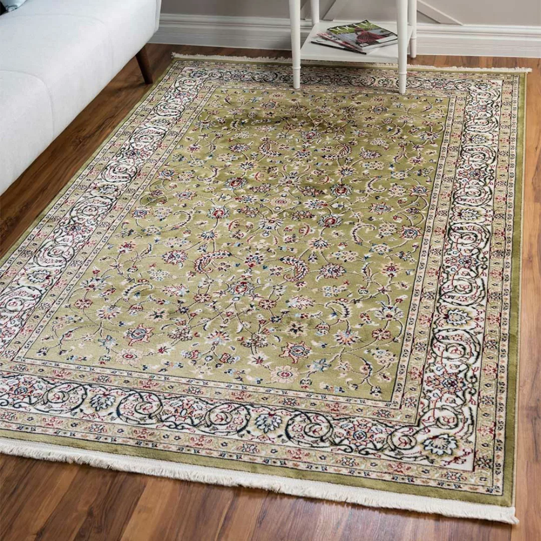 Teppich 150x245 cm im orientalischen Stil Oliv Grün und Creme günstig online kaufen