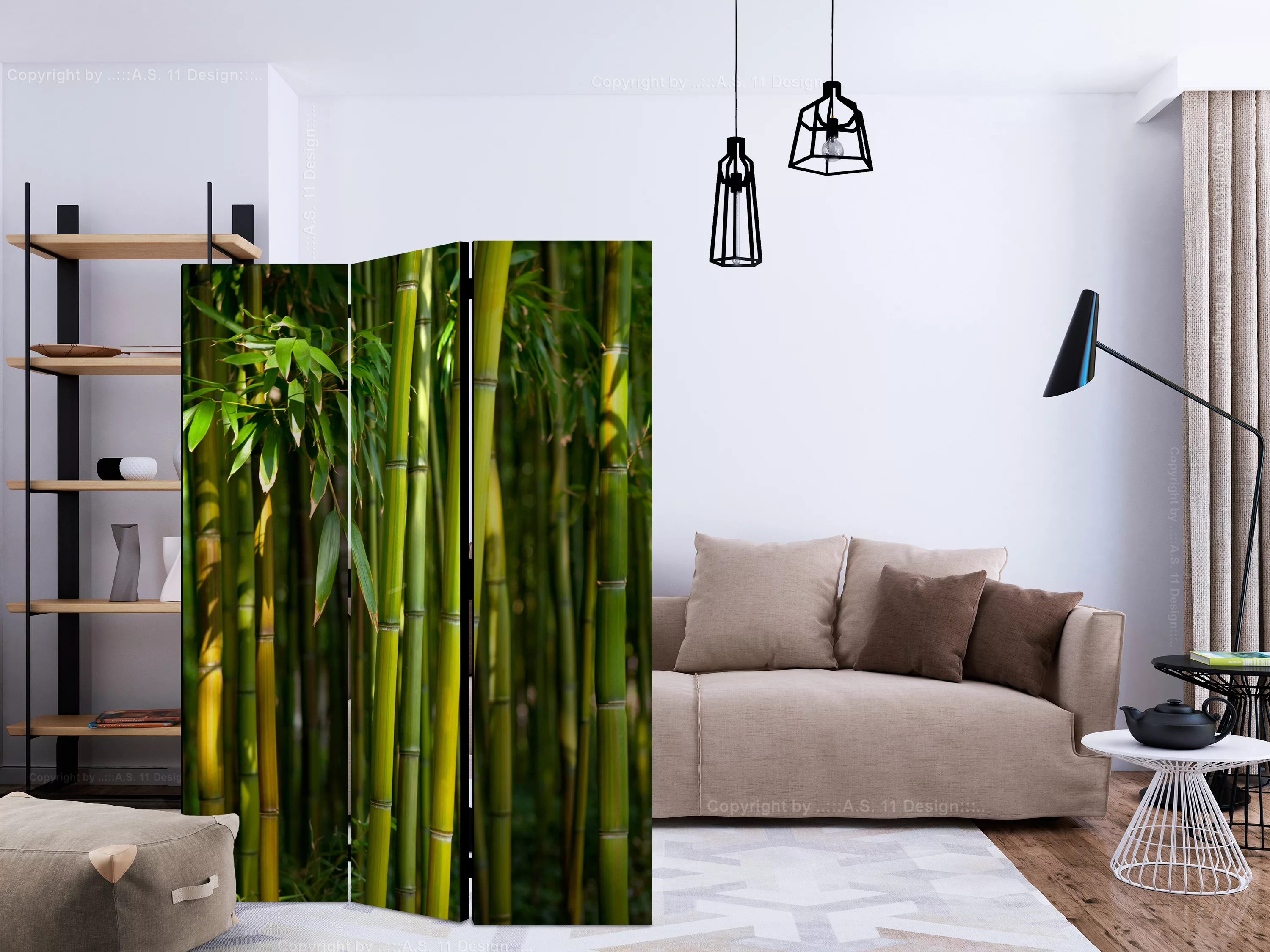 3-teiliges Paravent - Oriental Garden [room Dividers] günstig online kaufen