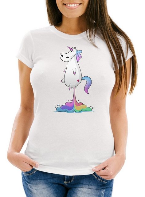 MoonWorks Print-Shirt Pups Einhorn Damen T-Shirt Slim Fit mit Print günstig online kaufen