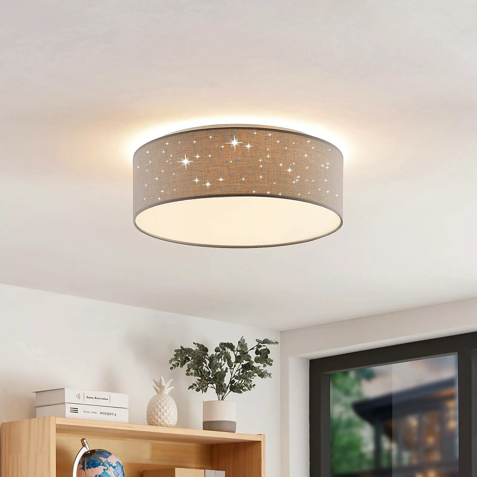 Lindby Ellamina LED-Deckenleuchte, 40 cm, hellgrau günstig online kaufen