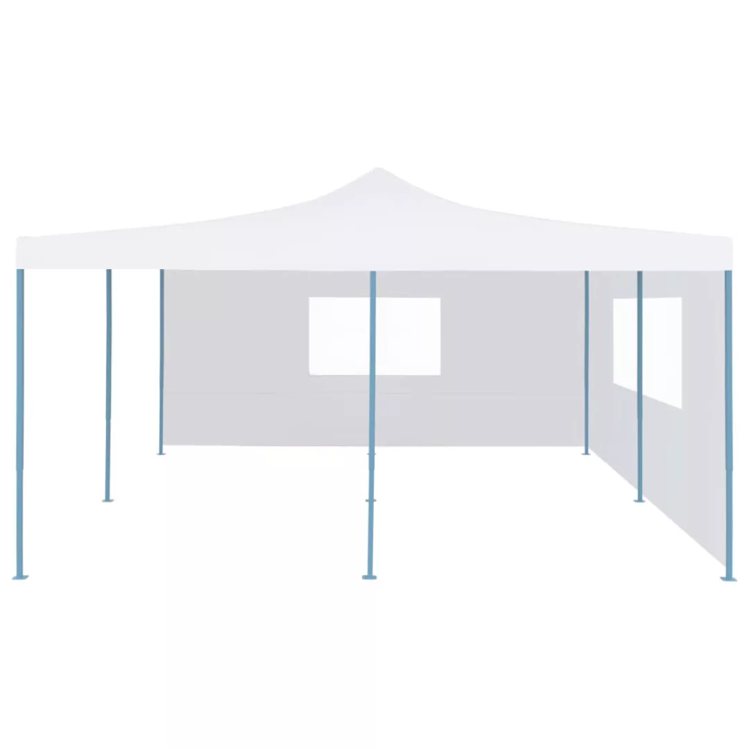 Faltpavillon Mit 2 Seitenwänden 5x5 M Weiß günstig online kaufen