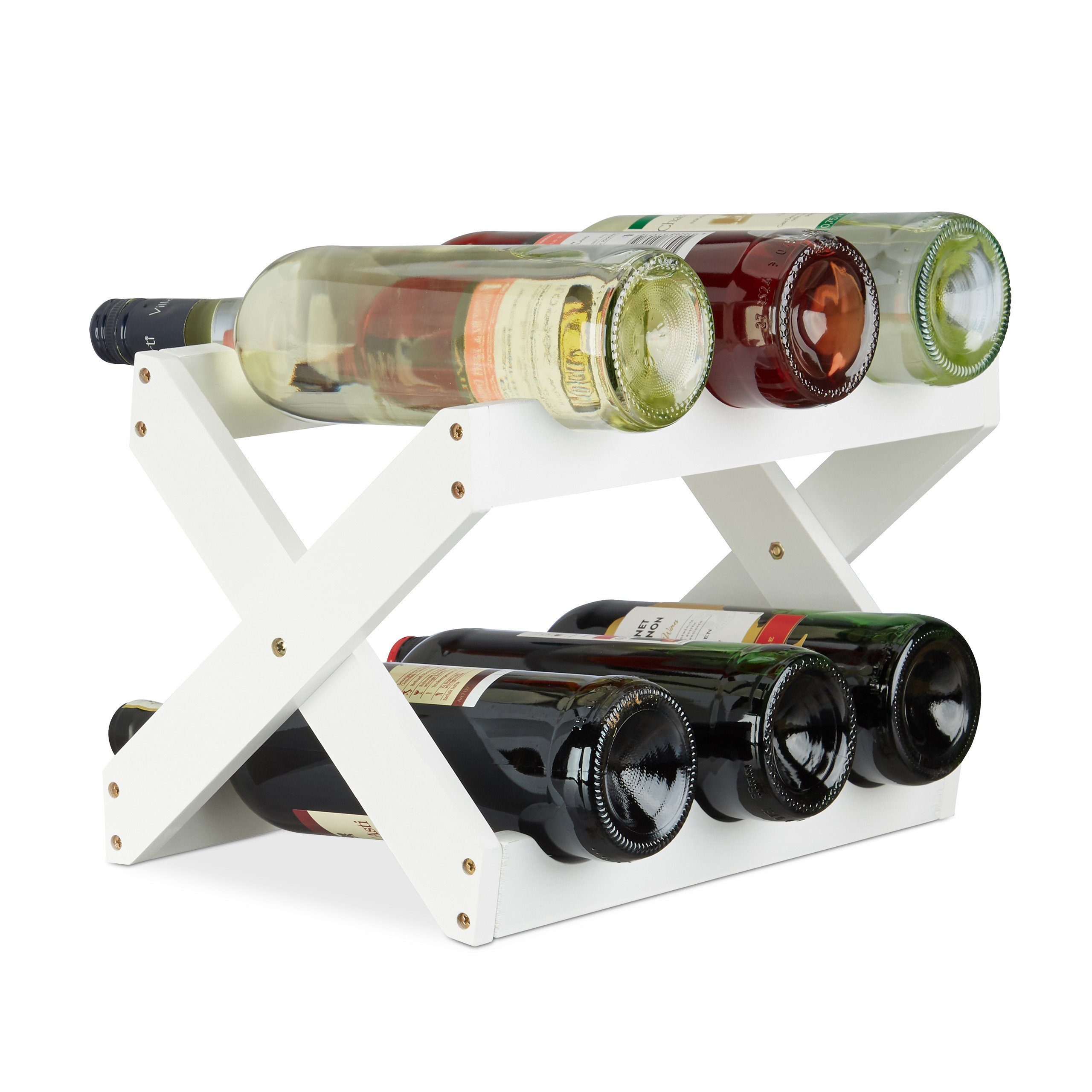 relaxdays Weinregal Bambus X shape weiß günstig online kaufen