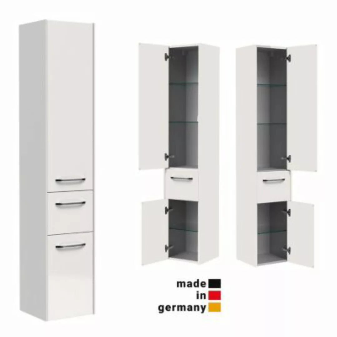 Lomadox Hochschrank Badezimmer 32 cm breit SEVILLA-66 in weiß Hochglanz, B/ günstig online kaufen