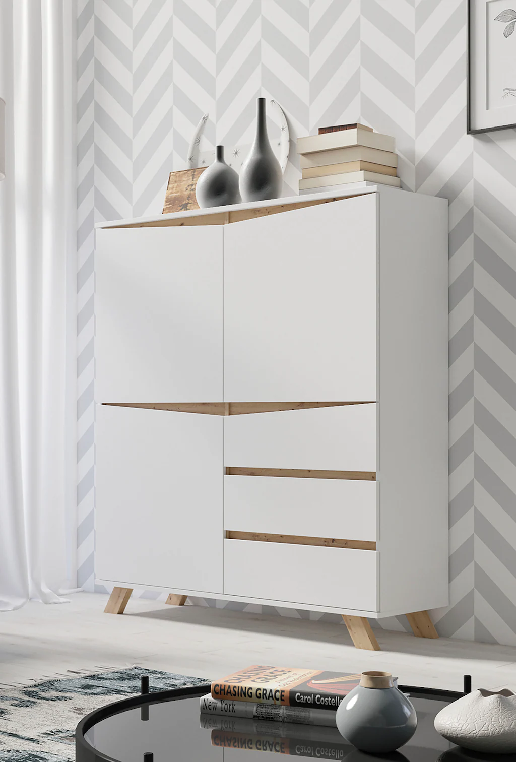 INOSIGN Highboard "Valentin", 3 Schubkästen und 3 Türen, Breite 120cm in mo günstig online kaufen