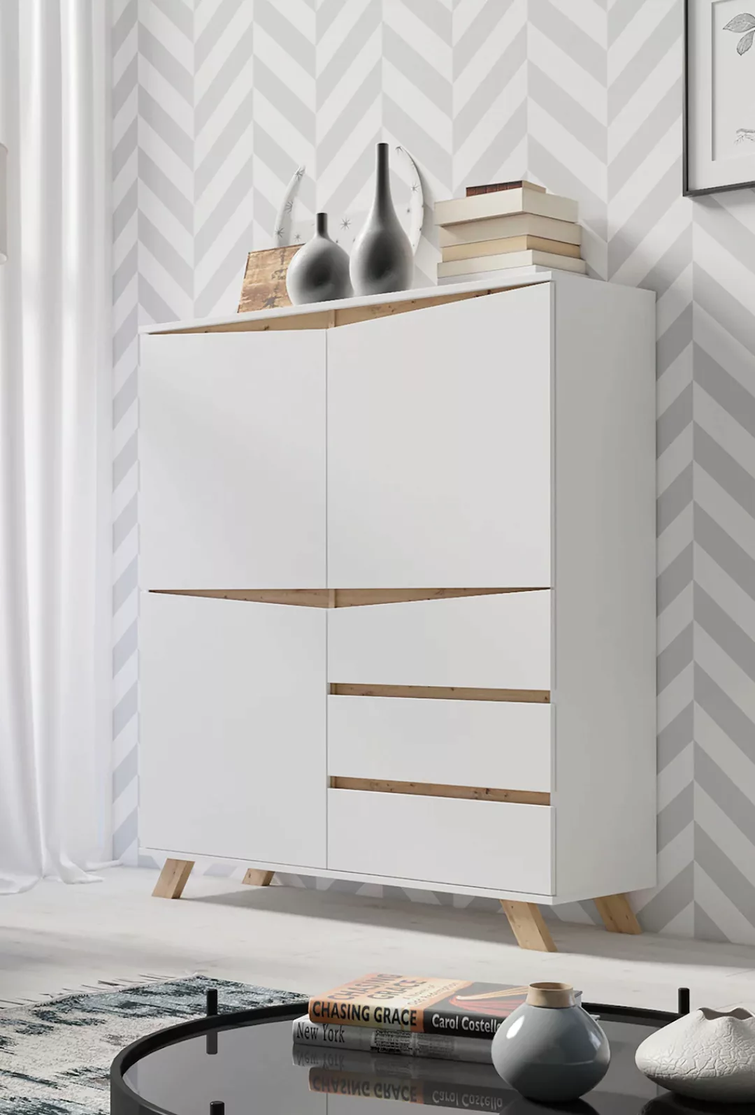 INOSIGN Highboard "Valentin", 3 Schubkästen und 3 Türen, Breite 120cm in mo günstig online kaufen