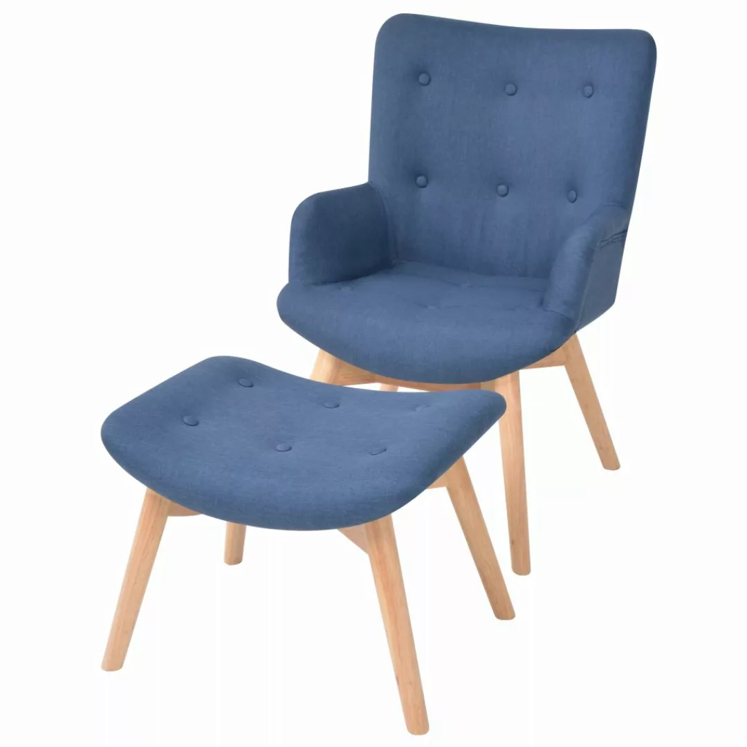 Sessel Mit Fußhocker Blau Stoff günstig online kaufen