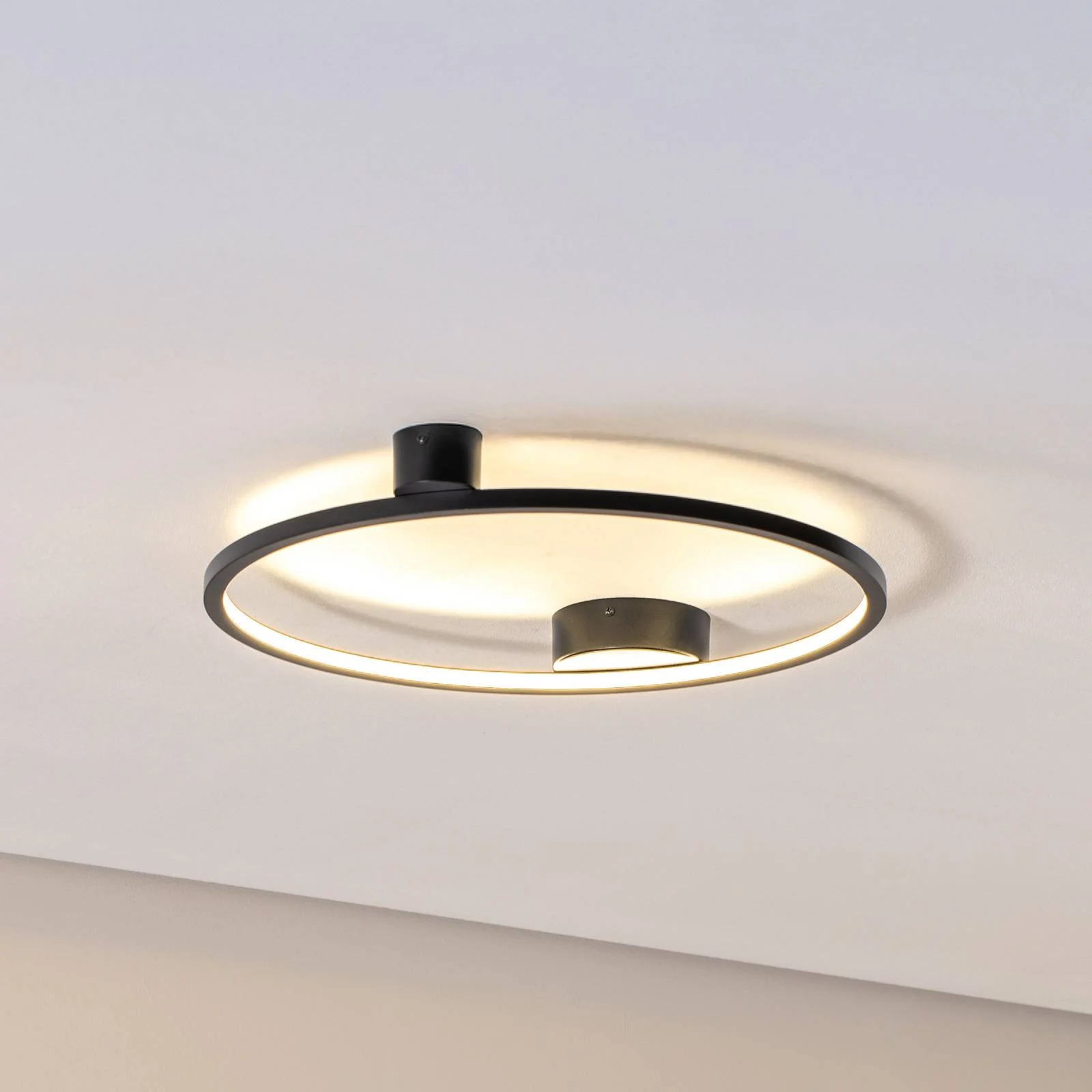LED-Deckenleuchte Saturno, schwarz, Ø 50 cm, Metall, 4.000 K günstig online kaufen