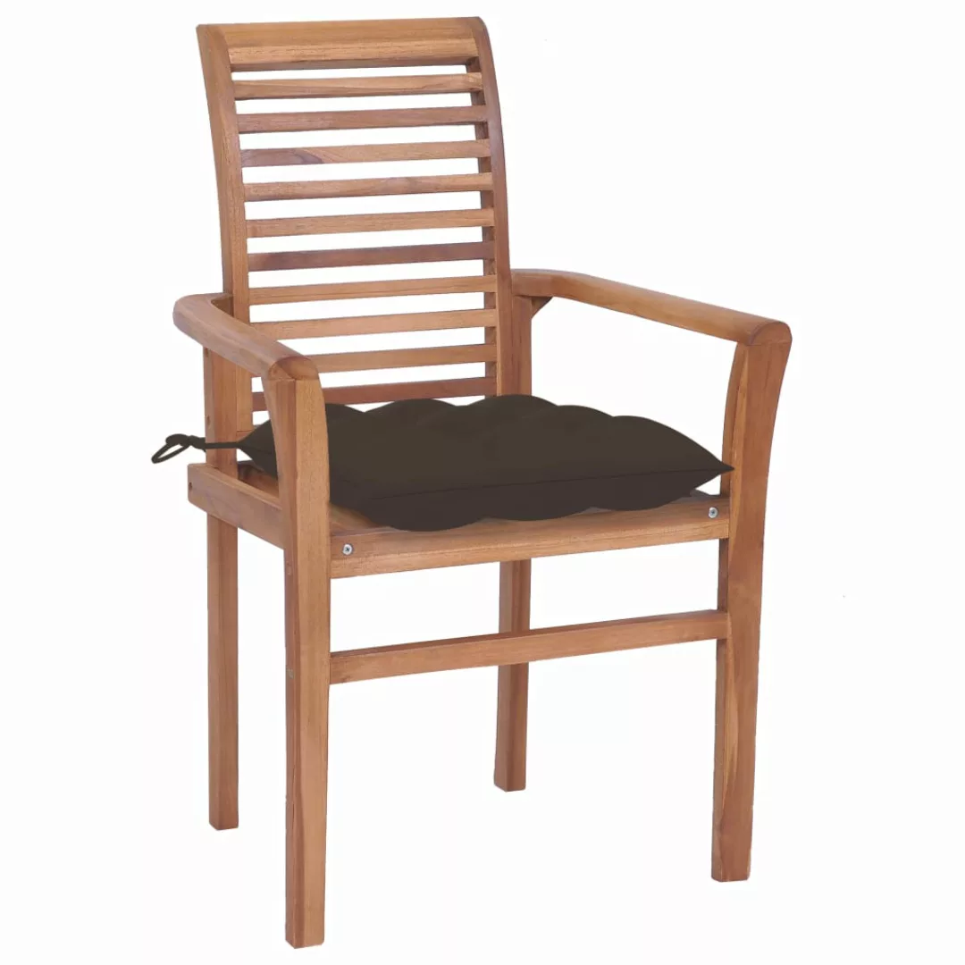 Essstühle 4 Stk. Mit Taupe Kissen Massivholz Teak günstig online kaufen