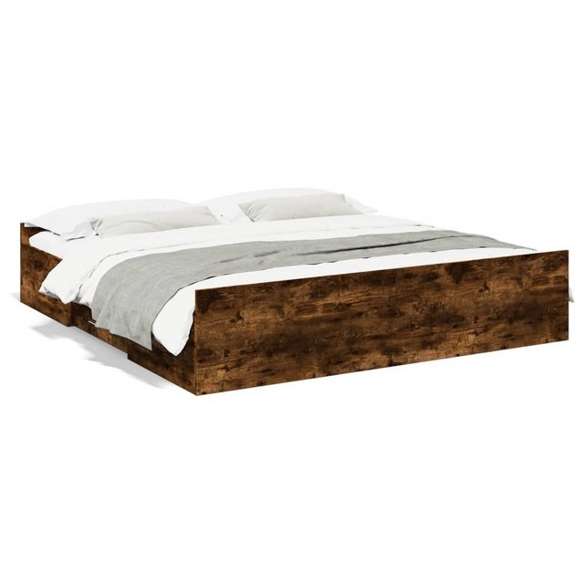 vidaXL Bett Bettgestell mit Schubladen Räuchereiche 200x200cm Holzwerkstoff günstig online kaufen