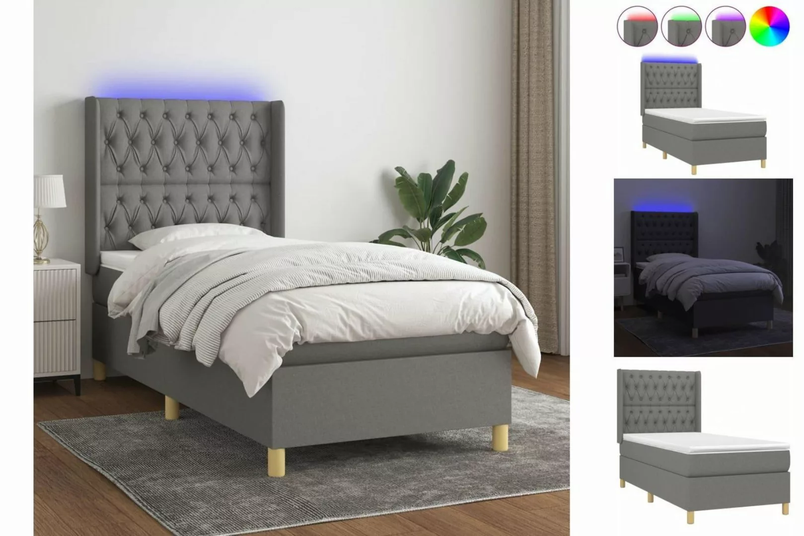 vidaXL Boxspringbett Bett Boxspringbett mit Matratze und LED Stoff (100x 20 günstig online kaufen