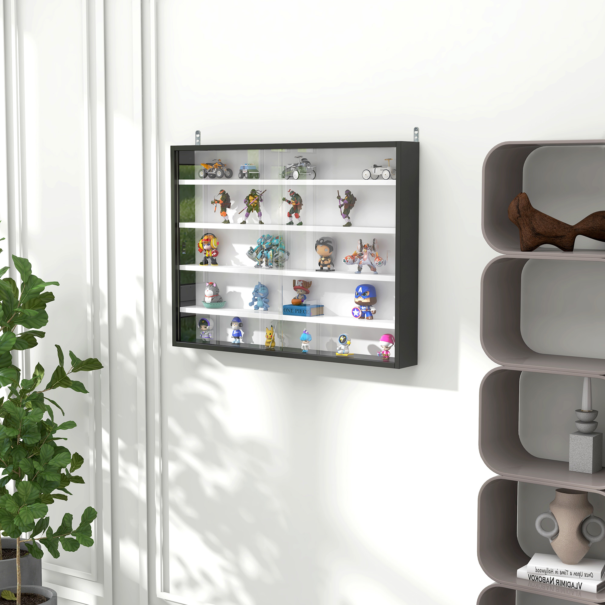 HOMCOM Vitrine für Sammlerstücke Wandvitrine 80 x 9,5 x 60 cm mit 4 verstel günstig online kaufen