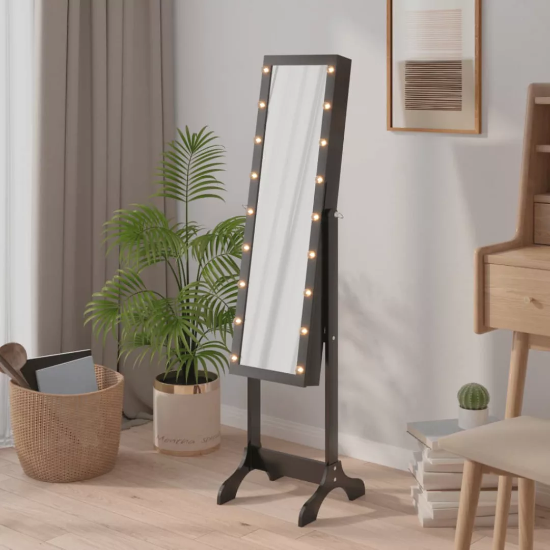 Vidaxl Standspiegel Mit Led Schwarz 34x37x146 Cm günstig online kaufen