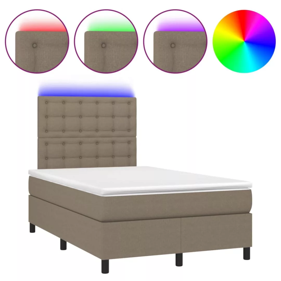 Vidaxl Boxspringbett Mit Matratze & Led Taupe 120x200 Cm Stoff günstig online kaufen