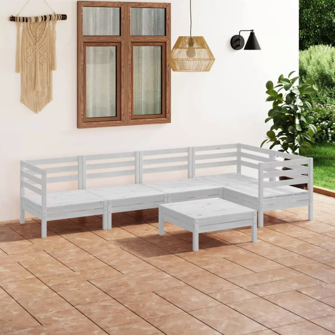 6-tlg. Garten-lounge-set Massivholz Kiefer Weiß günstig online kaufen