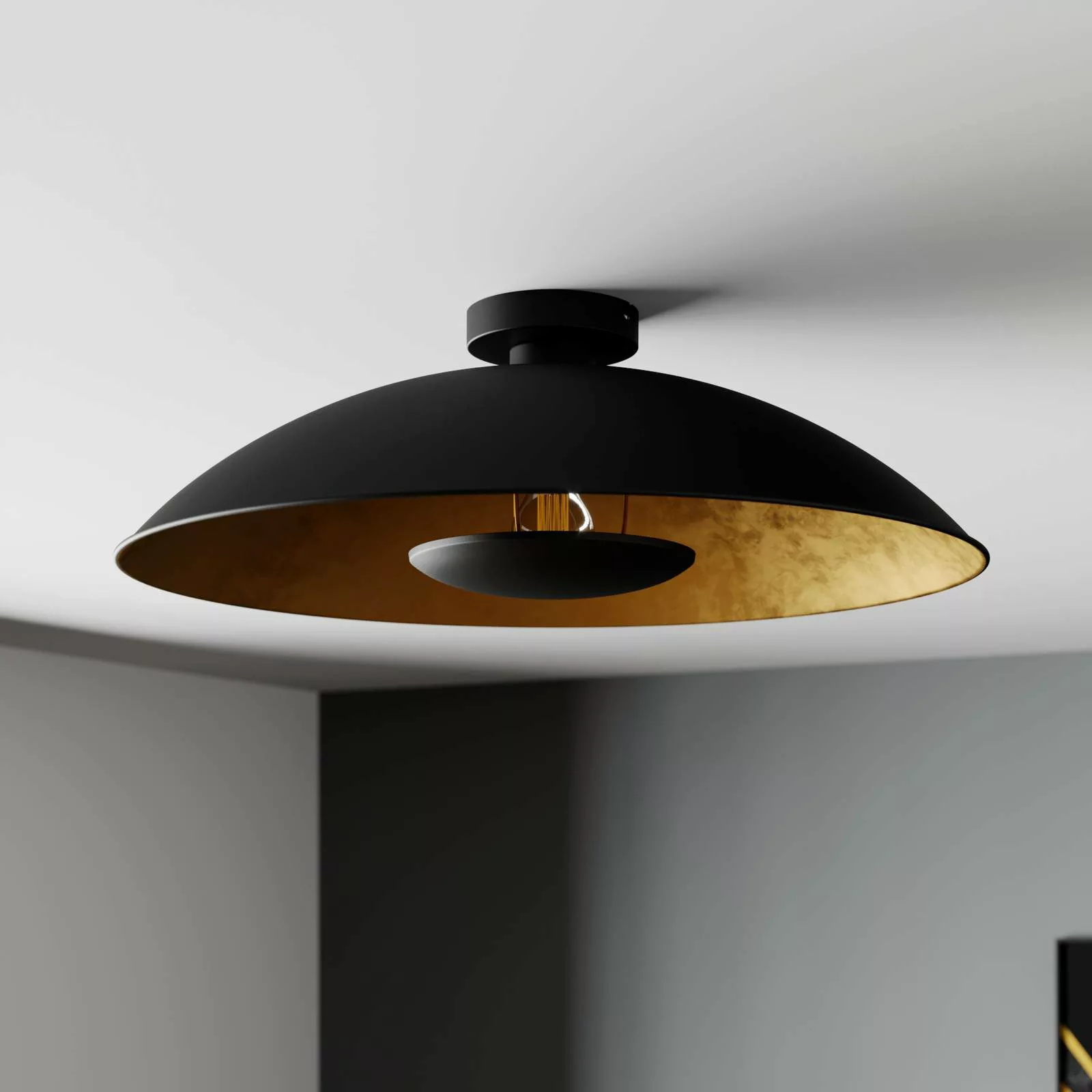 Lindby Deckenlampe Emilienne, schwarz, goldfarben, Ø 60 cm günstig online kaufen