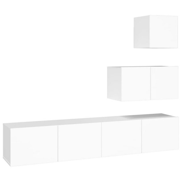 vidaXL TV-Schrank 4-tlg. TV-Board-Set Weiß Holzwerkstoff günstig online kaufen