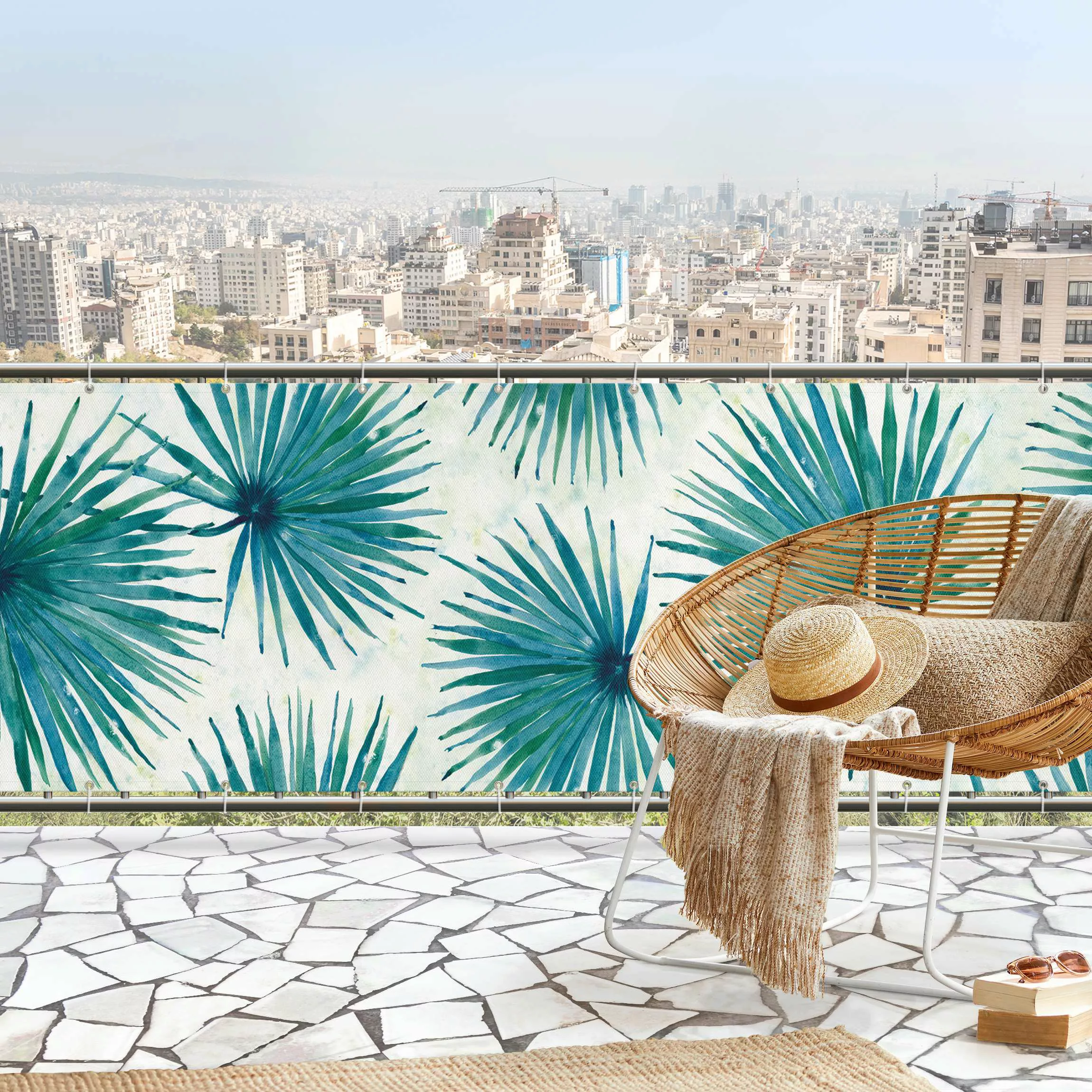 Balkon Sichtschutz Tropische Palmenblätter Close-Up günstig online kaufen