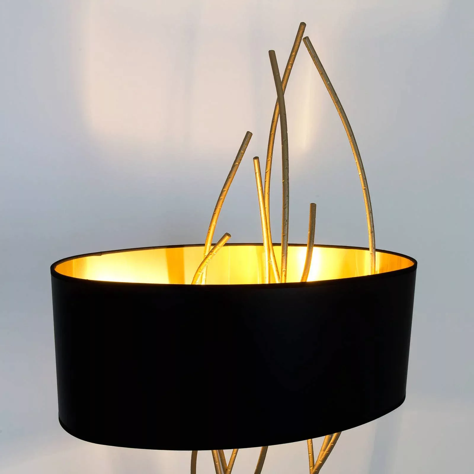 Stehleuchte Elba oval, gold/schwarz, Höhe 180 cm, Eisen günstig online kaufen