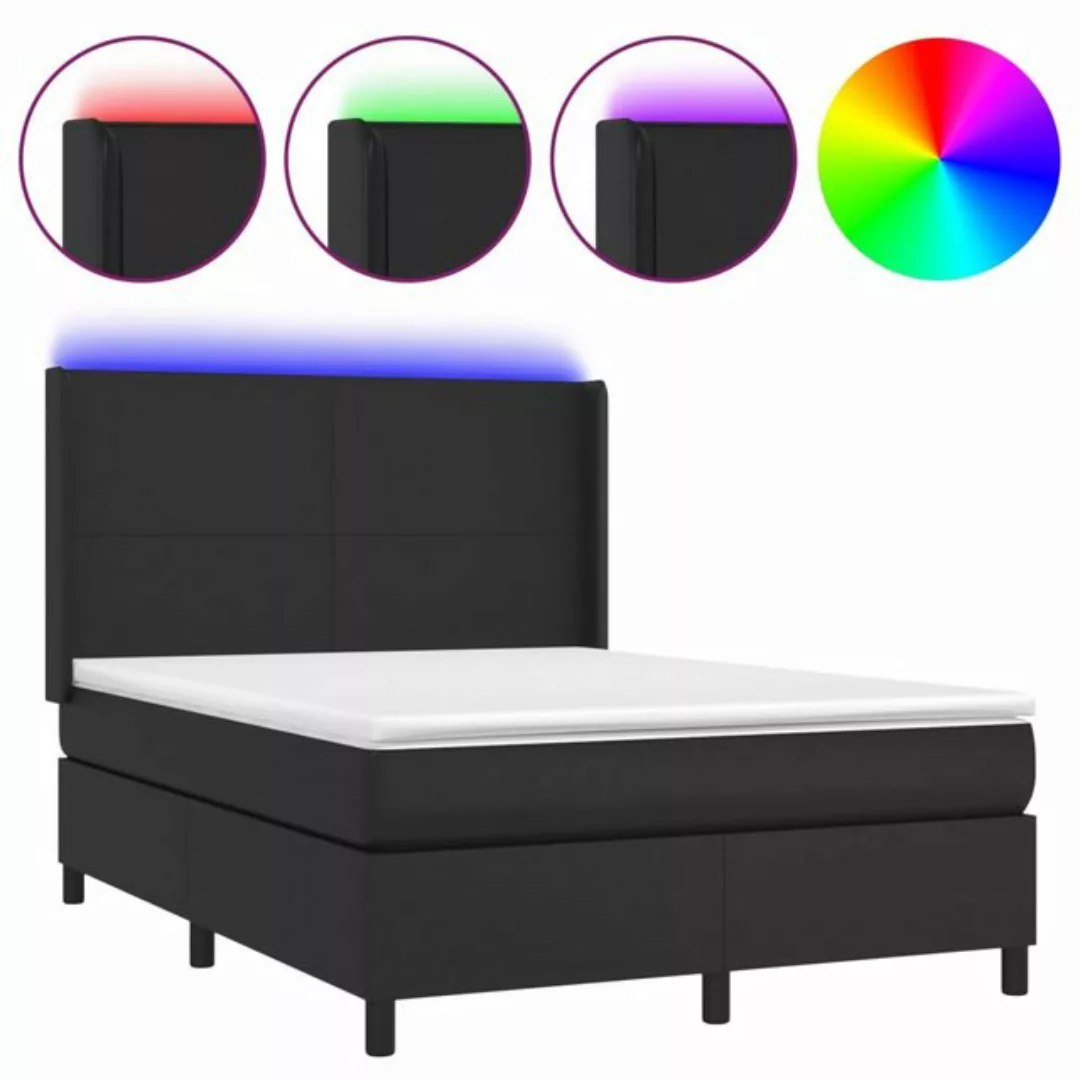 vidaXL Boxspringbett Boxspringbett mit Matratze und LED Kunstleder (140 x 2 günstig online kaufen