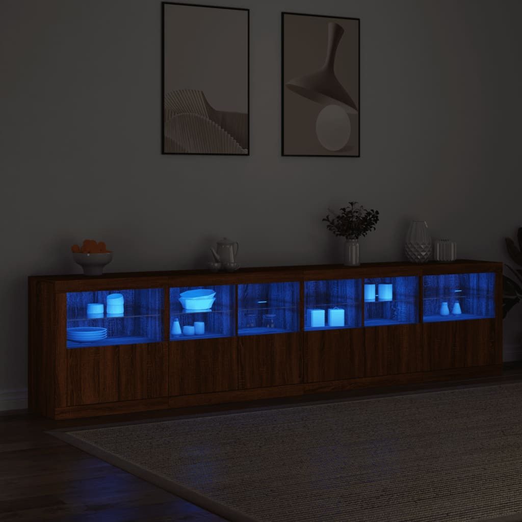 vidaXL Sideboard Sideboard mit LED-Leuchten Braun günstig online kaufen
