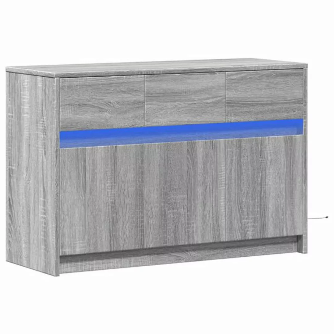 vidaXL Schrankmodule TV-Schrank mit LED-Beleuchtung Grau Sonoma 91x34x61 cm günstig online kaufen