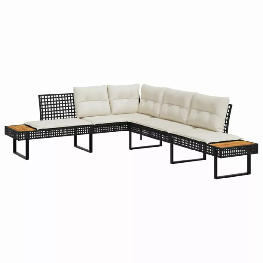 vidaXL Loungesofa Gartensofa in L-Form mit Kissen Schwarz Poly Rattan und A günstig online kaufen