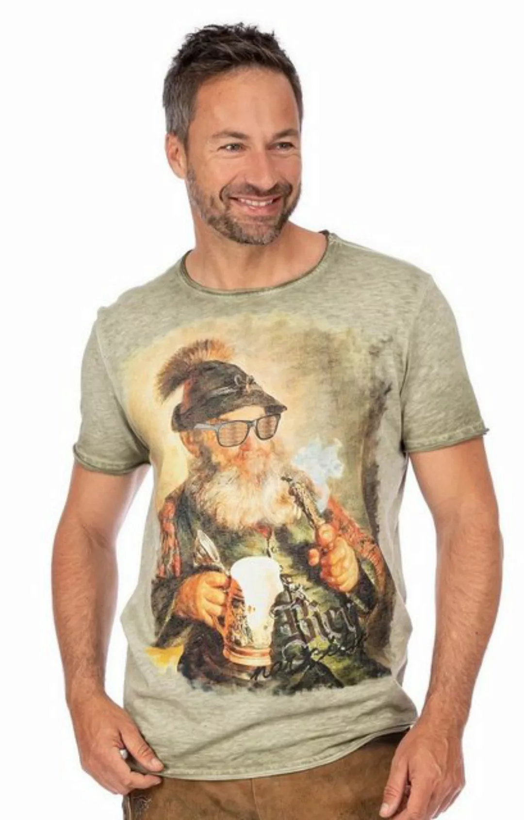 Hangowear Trachtenshirt T-Shirt BIER-NÄRRISCH oliv günstig online kaufen