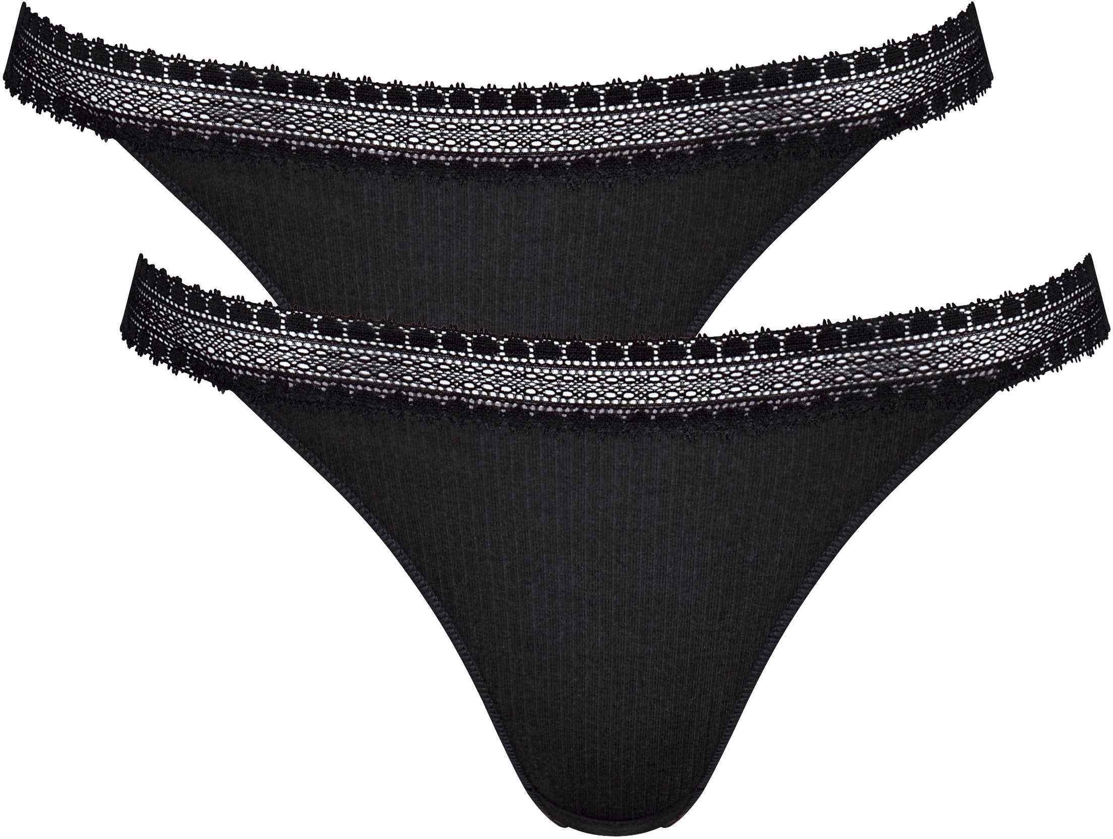 sloggi Tanga "GO Ribbed", (2er Pack), weiche, Baumwollmischung, Spitzenbesa günstig online kaufen