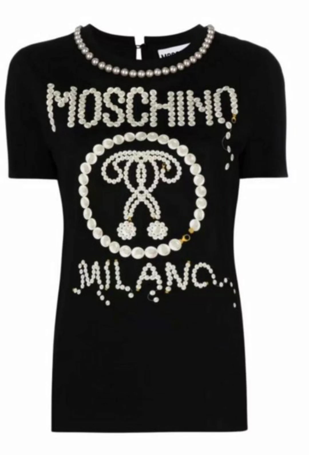 Moschino T-Shirt COUTURE T-shirt Perlen Top Faux Pearls Shirt Double Questi günstig online kaufen