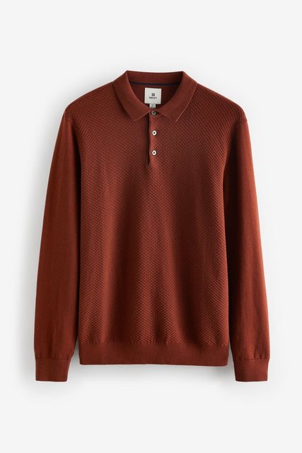 Next Polokragenpullover Strukturiertes, langärmeliges Strick-Polohemd (1-tl günstig online kaufen