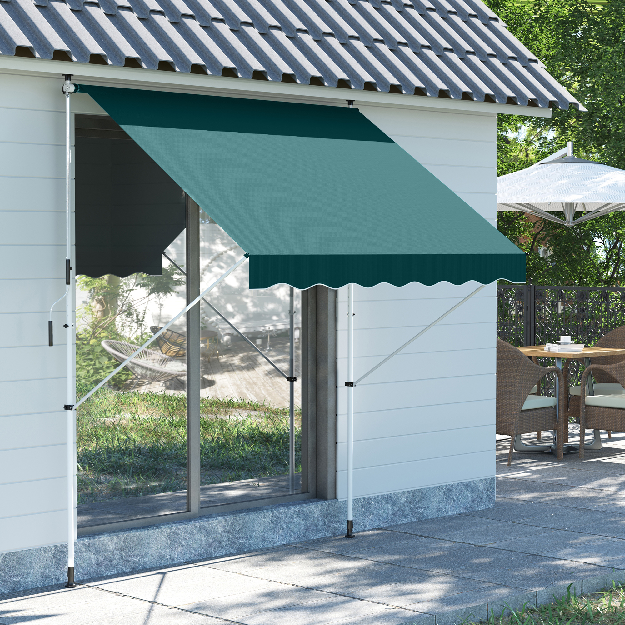 Outsunny Tenda da Sole 2x1.5m per Esterno a Rullo con Manovella, Telaio Tel günstig online kaufen