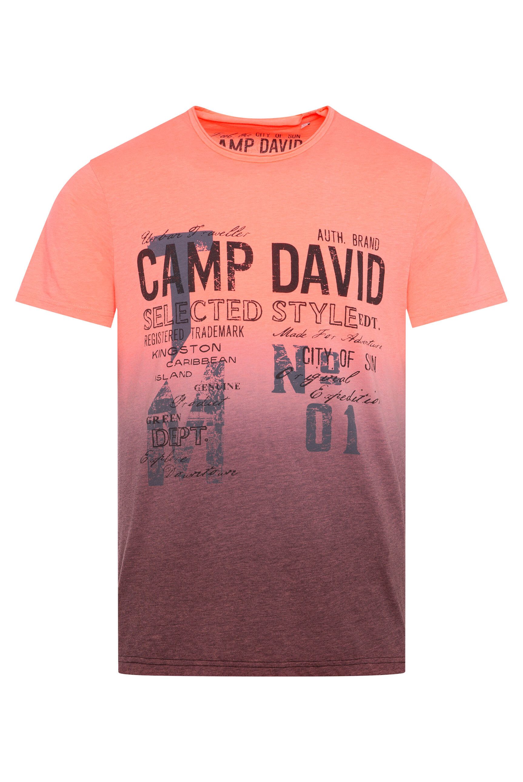 CAMP DAVID Rundhalsshirt mit offener Kante günstig online kaufen