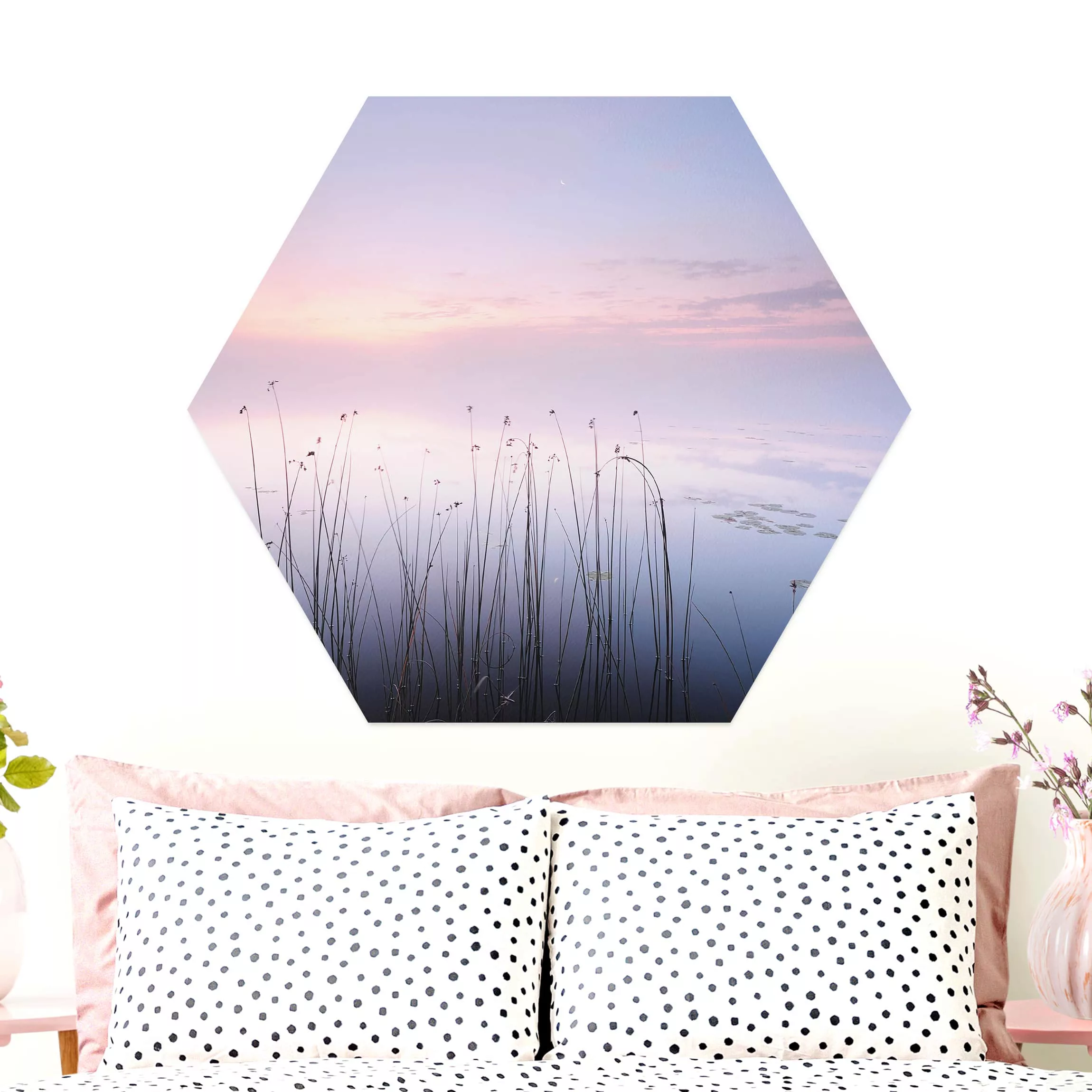 Hexagon-Alu-Dibond Bild Idylle am See günstig online kaufen