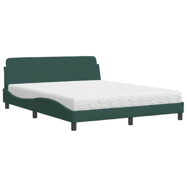 vidaXL Bett Bett mit Matratze Dunkelgrün 160x200 cm Samt günstig online kaufen