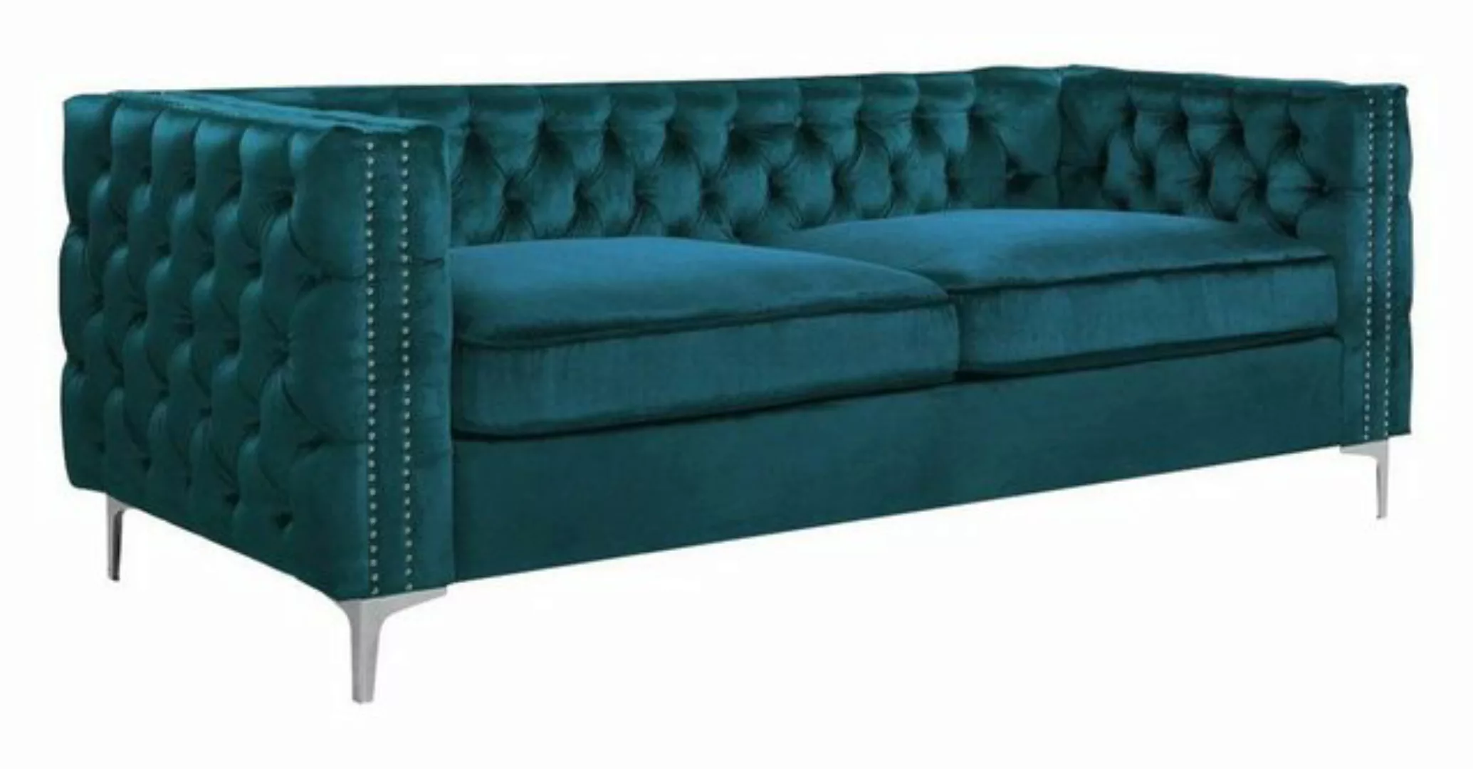 Xlmoebel Chesterfield-Sofa Türkis Chesterfield Couch, Luxus Samtstoff, Sofa günstig online kaufen