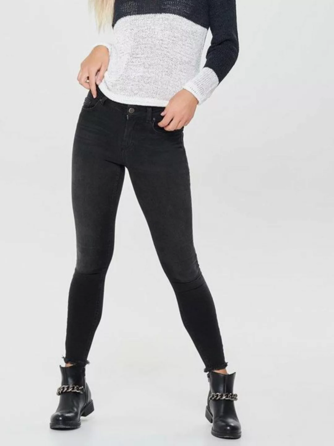 Only Blush Life Mid Waist Ankle Raw Rea1099 Jeans XL Black Denim günstig online kaufen