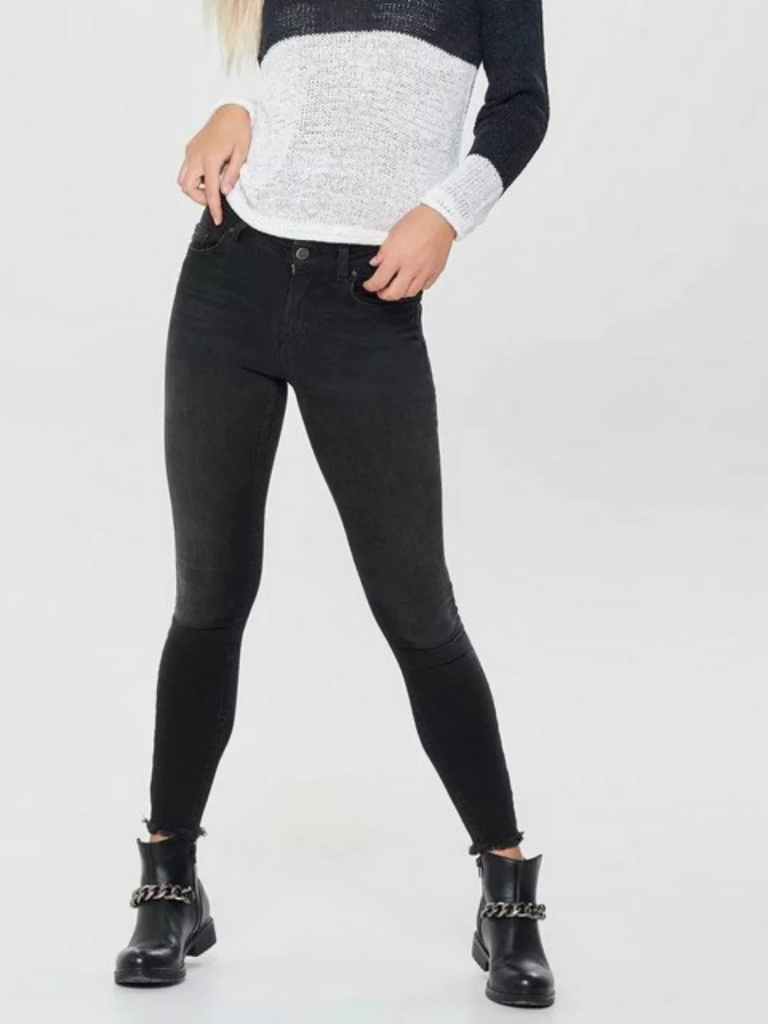 ONLY Ankle-Jeans ONLBLUSH MID SK ANK RW REA1099 NOOS mit fransigen Säumen günstig online kaufen