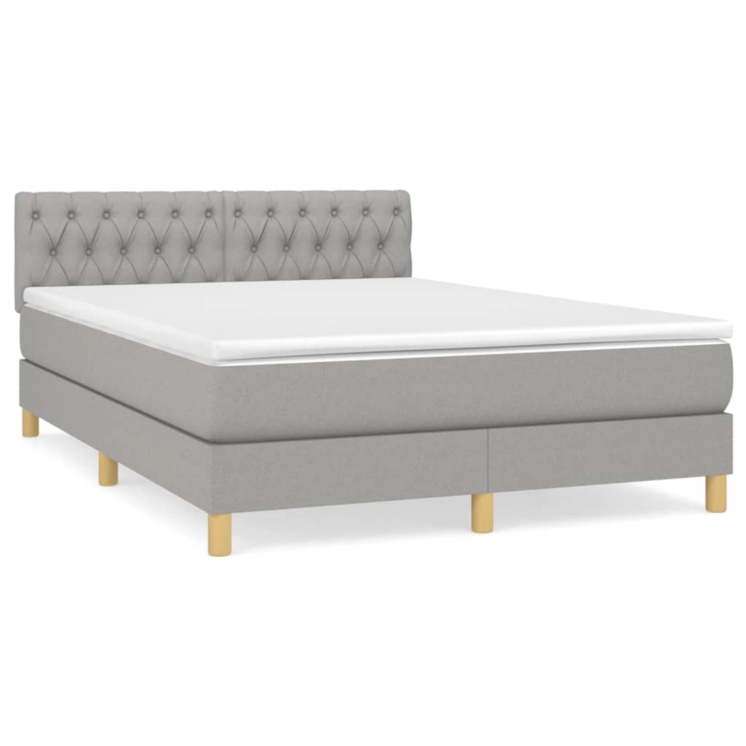 vidaXL Boxspringbett Boxspringbett mit Matratze Hellgrau 140x200 cm Stoff B günstig online kaufen