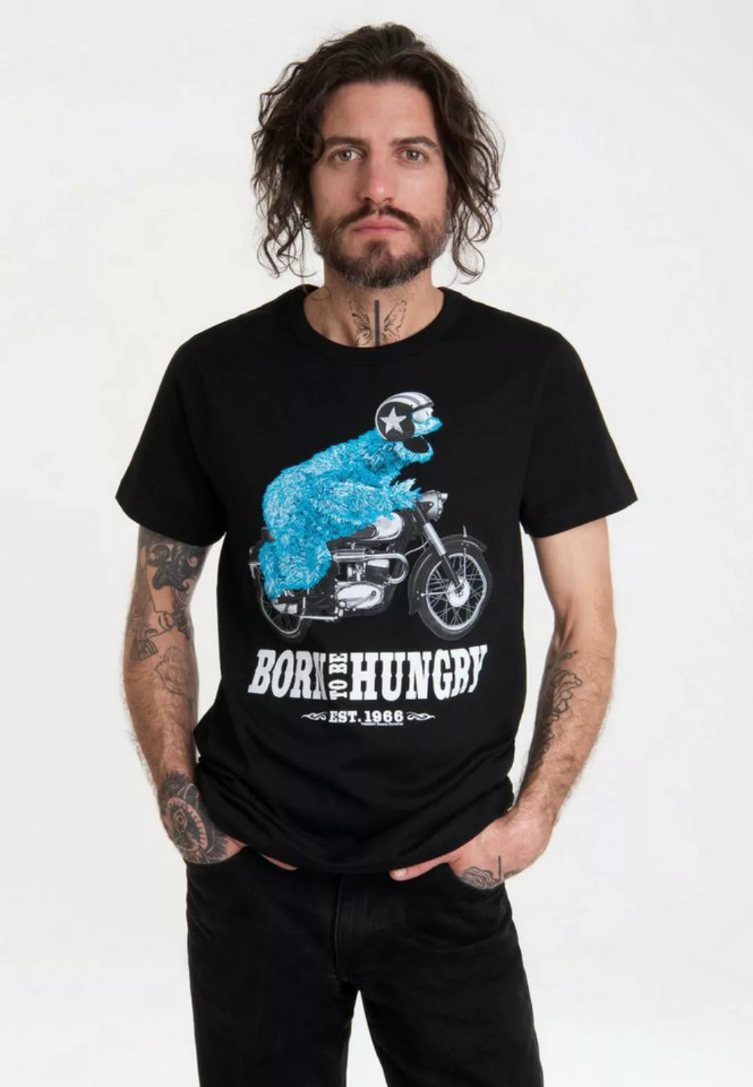 LOGOSHIRT T-Shirt Sesamstraße - Krümelmonster Motorrad mit lizenziertem Pri günstig online kaufen